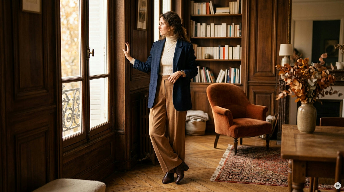 Comment porter un pantalon large en automne avec des superpositions réussies — Image générée par IA