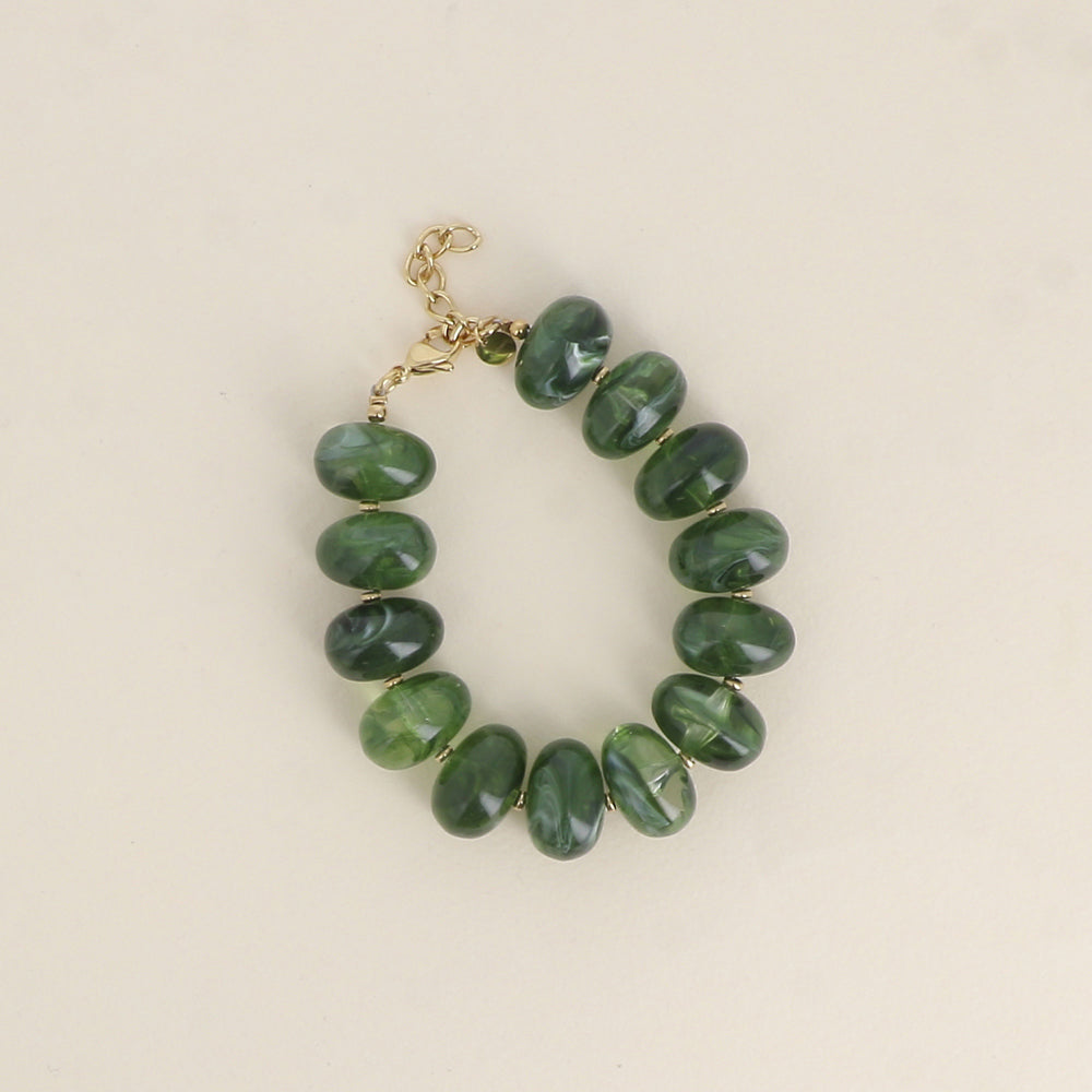 Bracelet - grosses perles de résine ovales