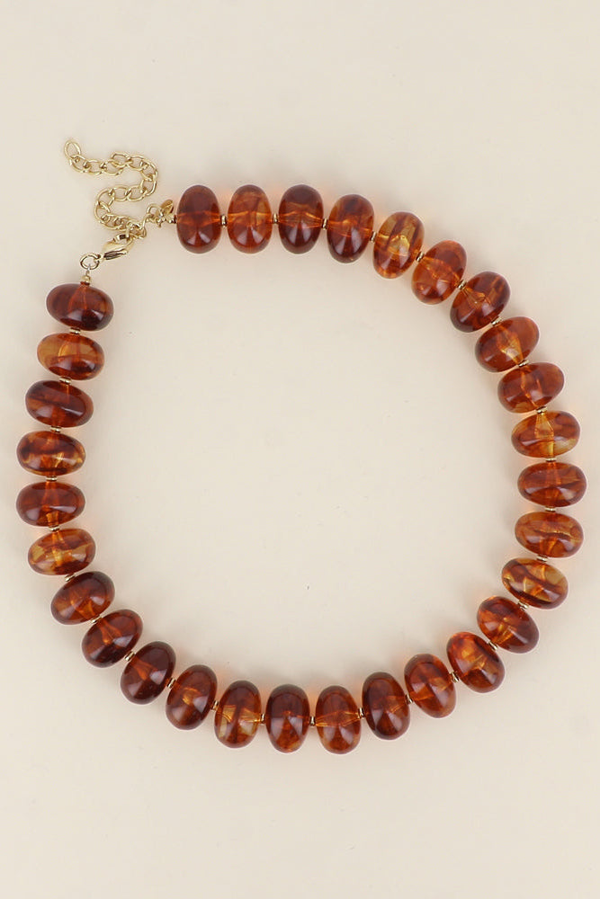 Collier - grosses perles de résine ovales