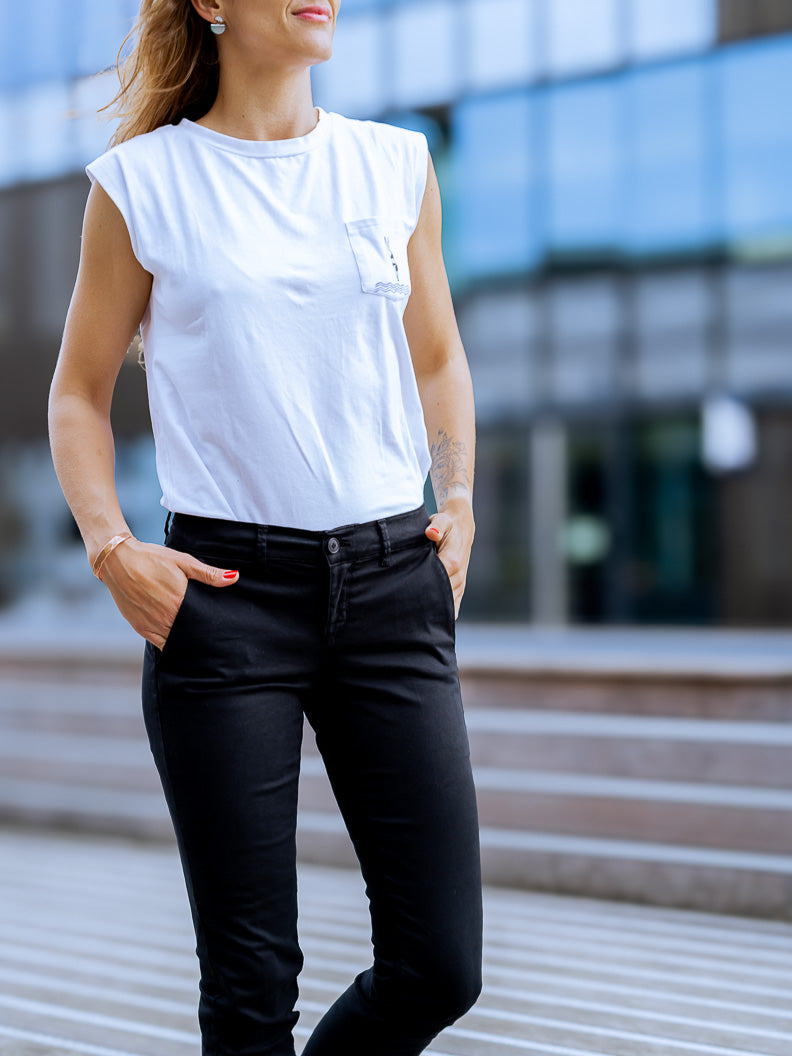 Pantalon French : chino slim stretch (Made in Europe) NOIR - LOOKUP PANTALON