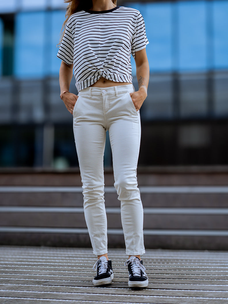 Pantalon French : chino slim stretch (Made in Europe) ECRU - LOOKUP PANTALON