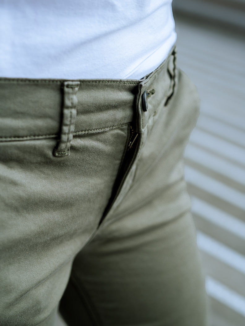 Pantalon French : chino slim stretch (Made in Europe) KAKI - LOOKUP PANTALON