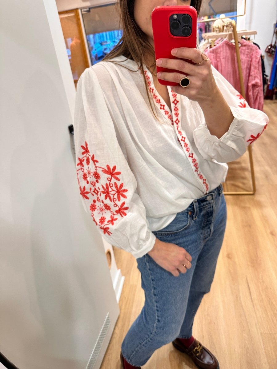 Blouse Mathilde ECRU CORAIL - YCOO Top