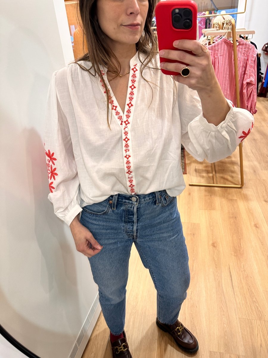 Blouse Mathilde ECRU CORAIL - YCOO Top