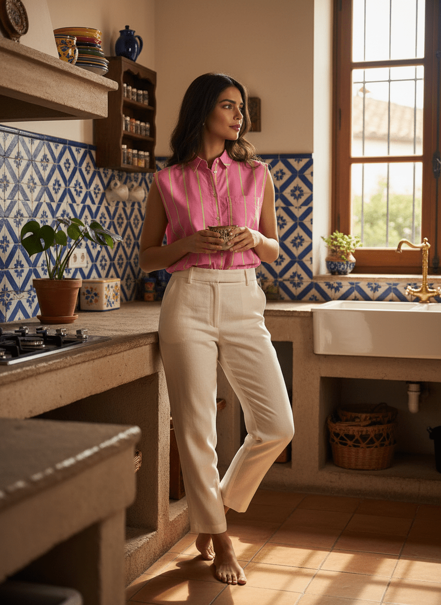 Chemise CLIPPER ROSE RAYURES FLUO - LAUREPLUSMAX Chemise