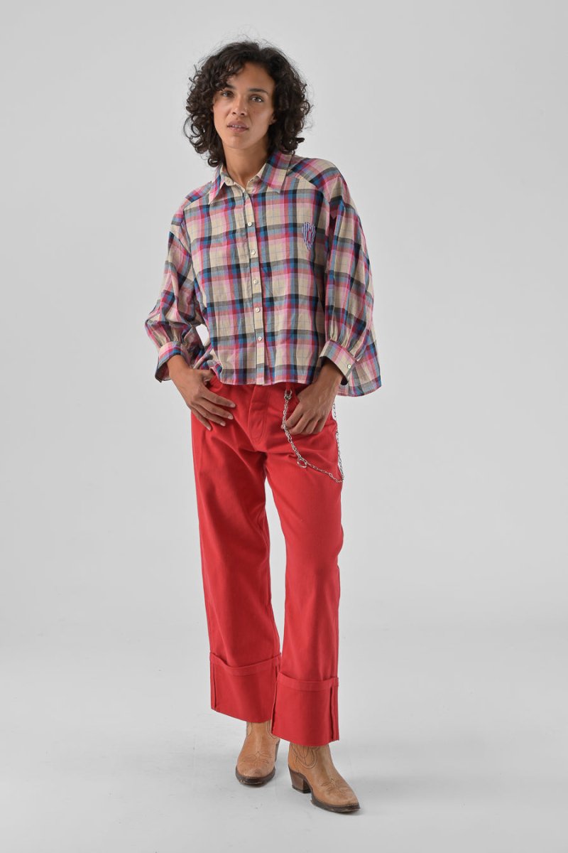 CHEMISIER CASSILDE CARREAUX ROSES - ORFEO TOP