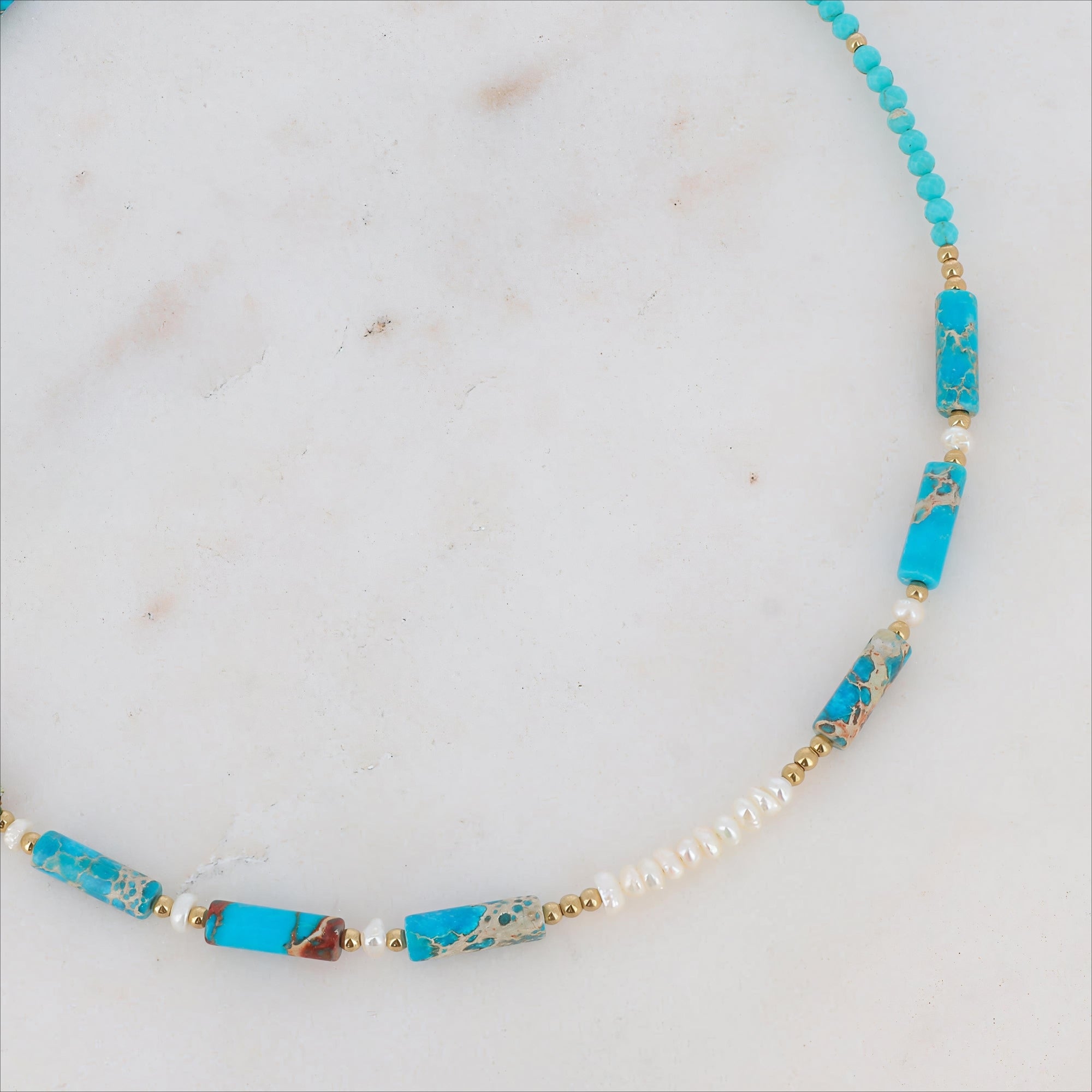 COLLIER PHILOMÈNE AVEC CYLINDRES EN PIERRE NATURELLE - BOHM Collier