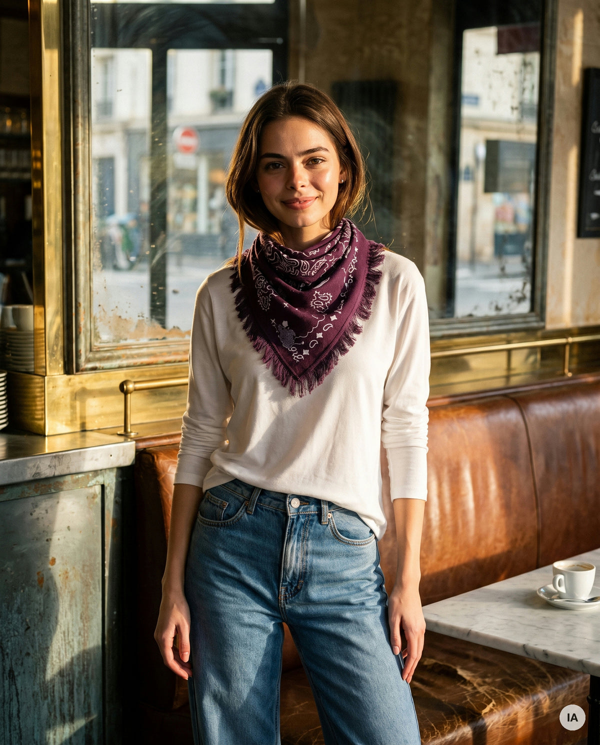 FOULARD LUCKY ANIMAUX BURGUNDY - ADORE Echarpe — Image générée par IA