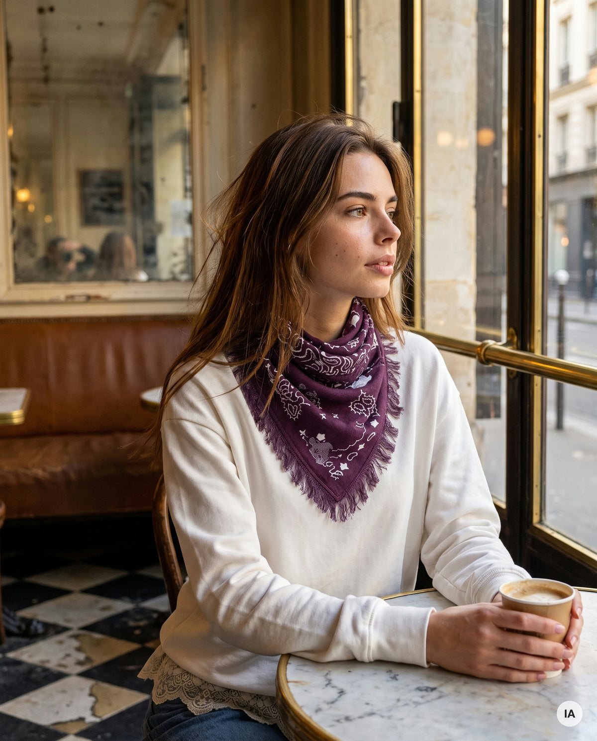 FOULARD LUCKY ANIMAUX BURGUNDY - ADORE Echarpe — Image générée par IA