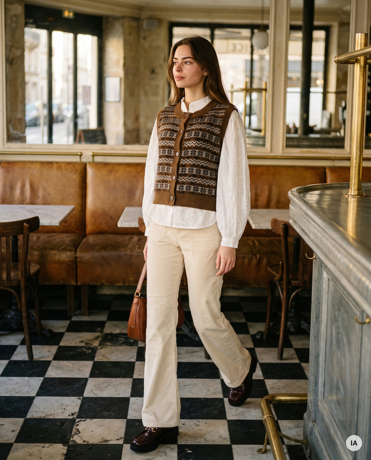 GILET ALIENA CHOCOLAT - ORFEO Pull — Image générée par IA