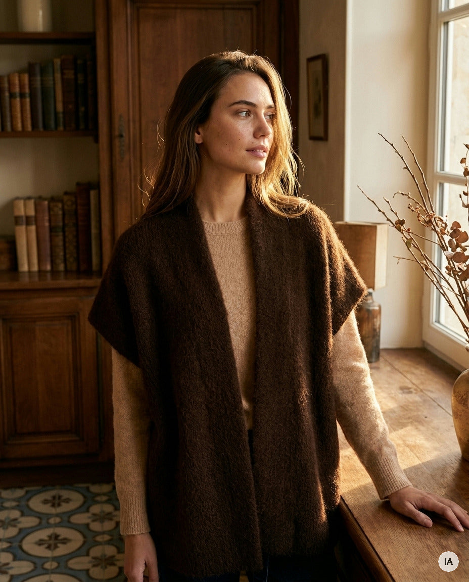 GILET CLARISSE CHOCOLAT - ORFEO Pull — Image générée par IA