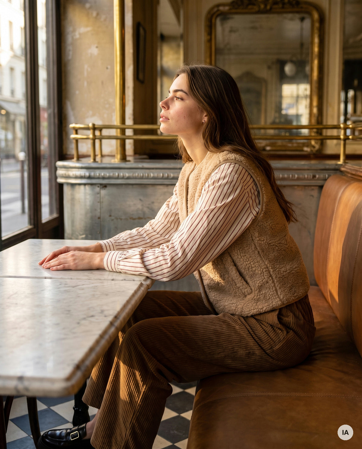 GILET SANS MANCHES PAULINE BEIGE - CHARLIOR Gilet — Image générée par IA
