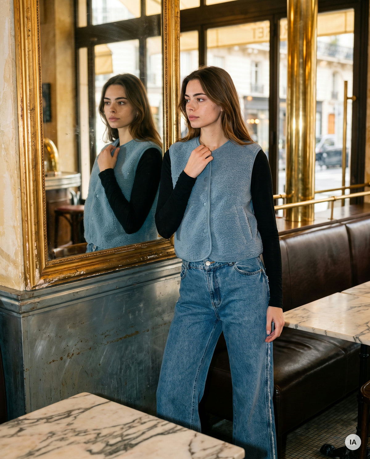 GILET SANS MANCHES PAULINE BLEU - CHARLIOR Gilet — Image générée par IA