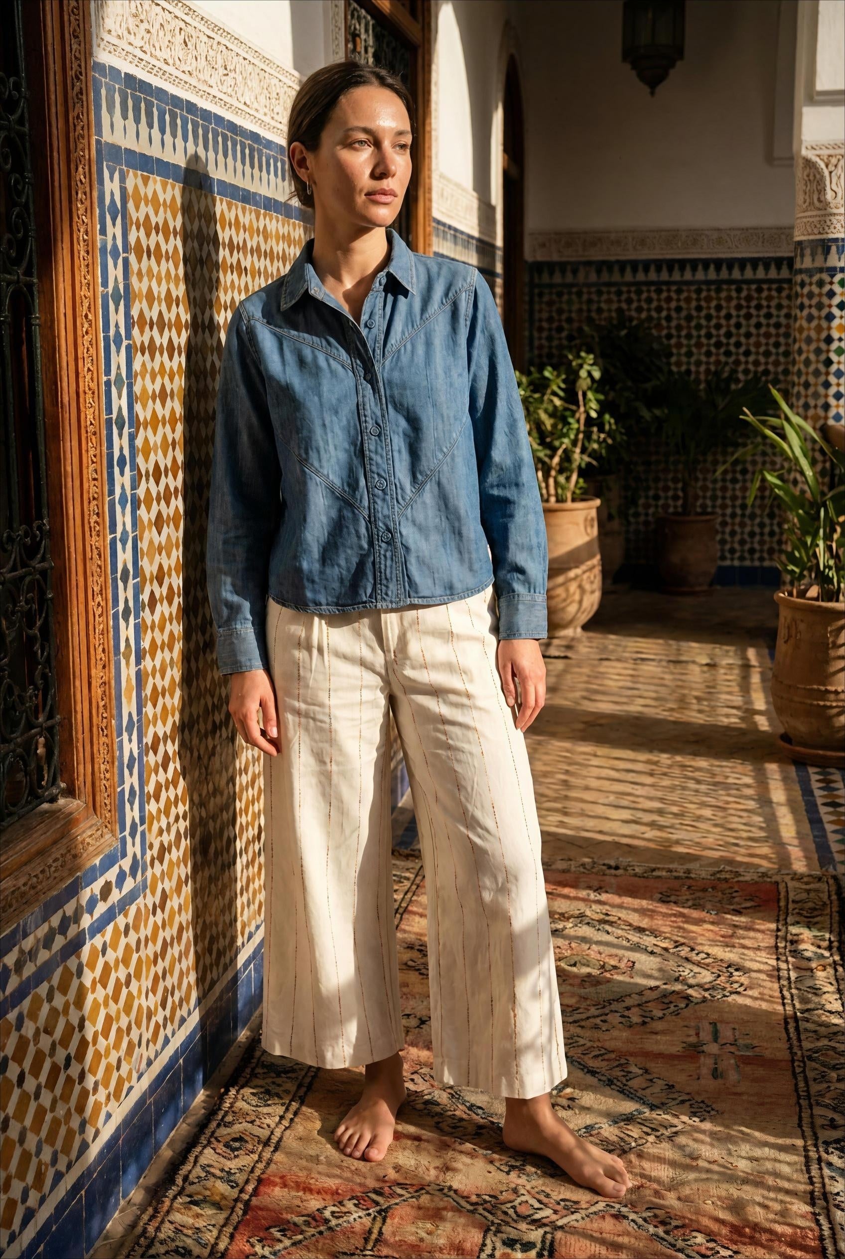 PANTALON NAYA ECRU - ORFEO PANTALON