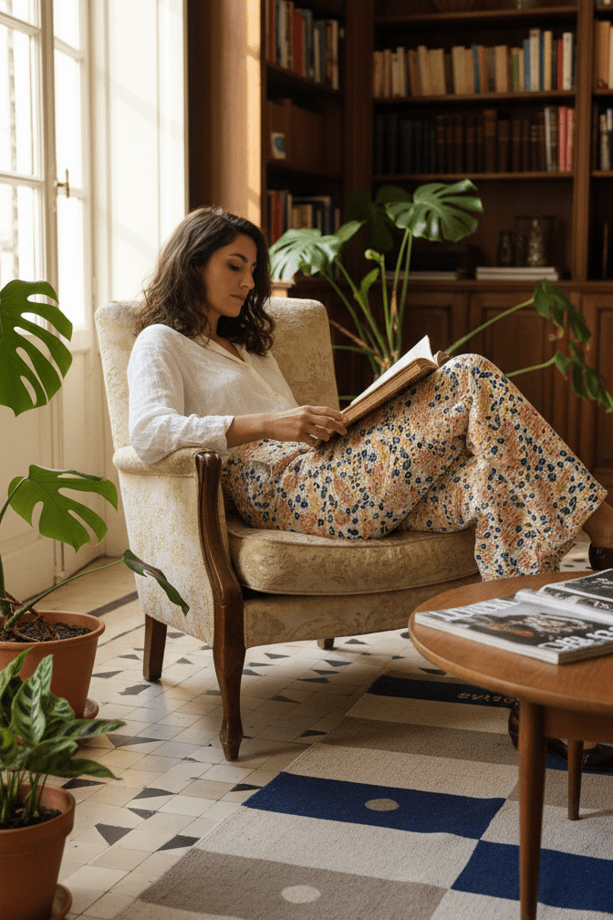Pantalon PIREE BRODERIE GARDEN FLUO - LAUREPLUSMAX Pantalon