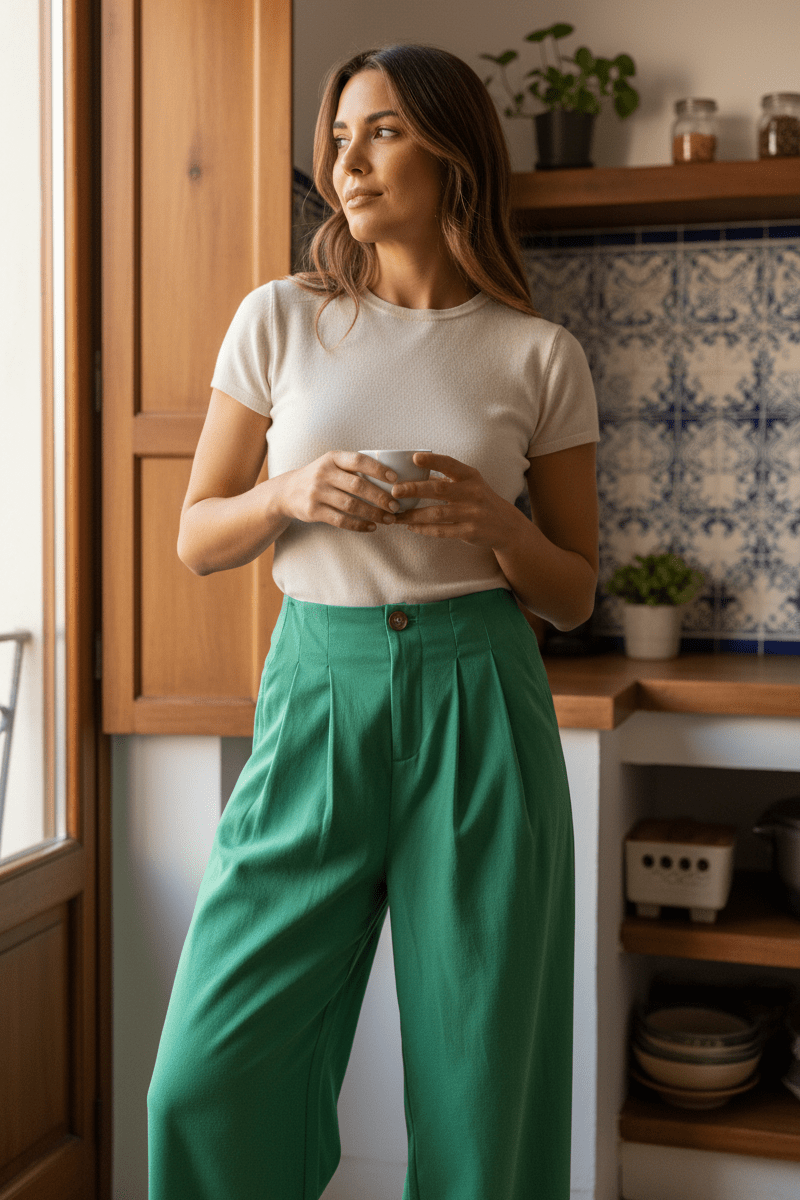 PIAVA VERT POMME - LAUREPLUSMAX Pantalon