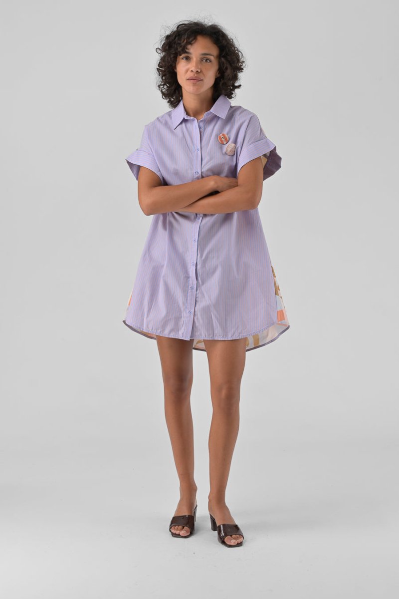 ROBE ANYA RAYURE BLEUE - ORFEO Robe