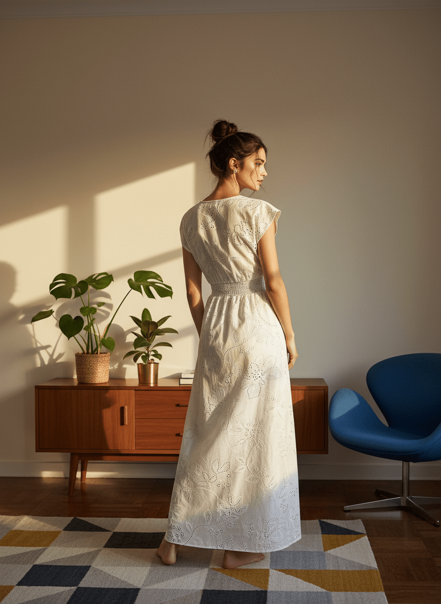 Robe Rovena BLANC CUTWORK - LAUREPLUSMAX Robe