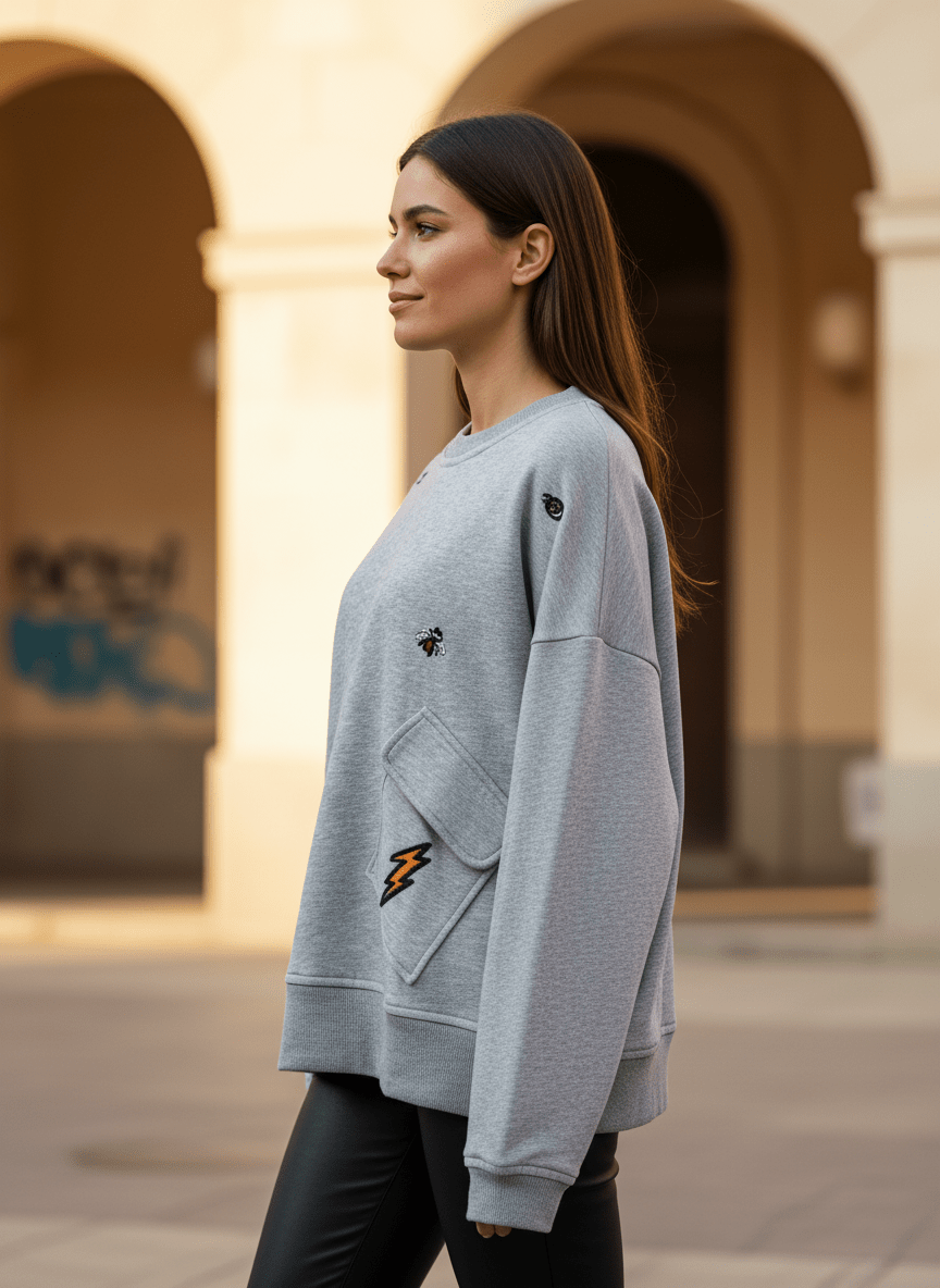 SWEAT SORRAYA GRIS CHINE - ADORE T - SHIRT