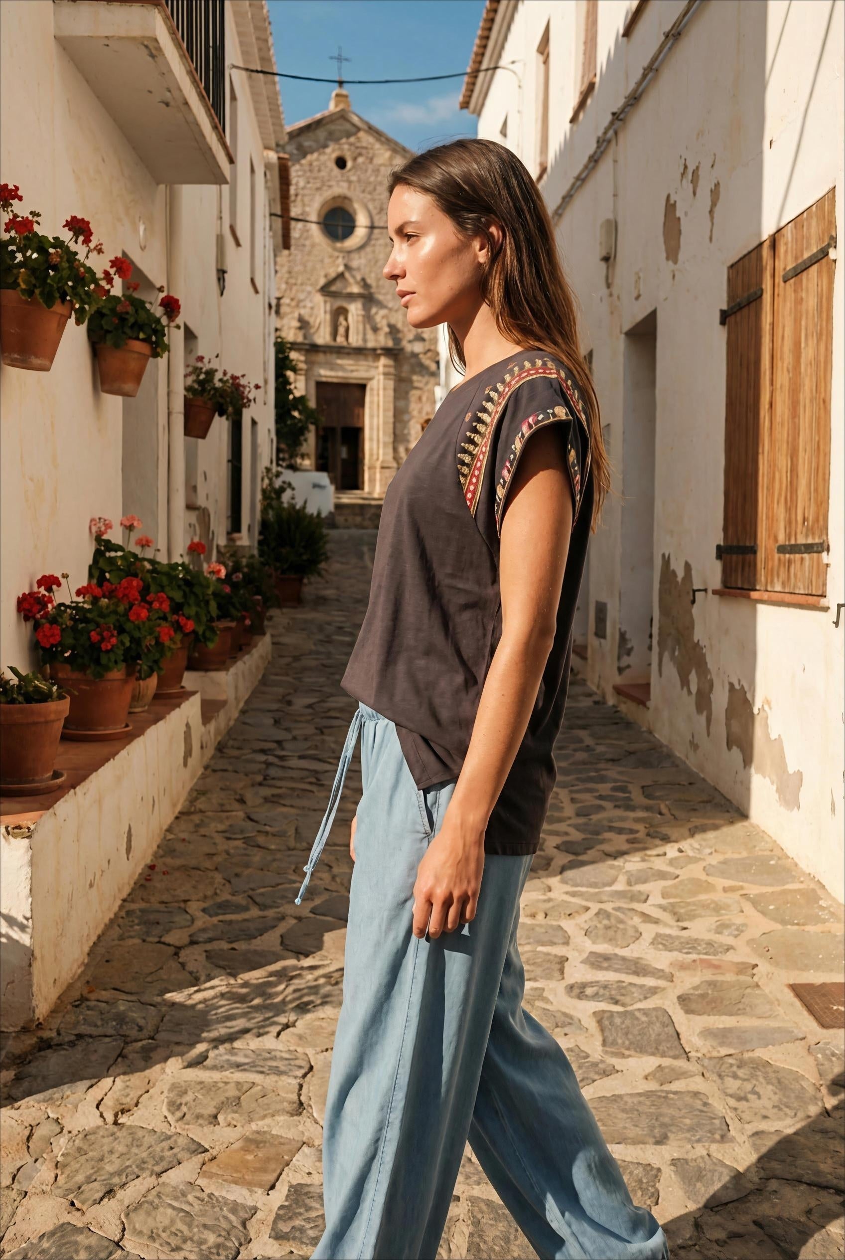 T-SHIRT MERLIN ANTHRACITE - ADORE Top