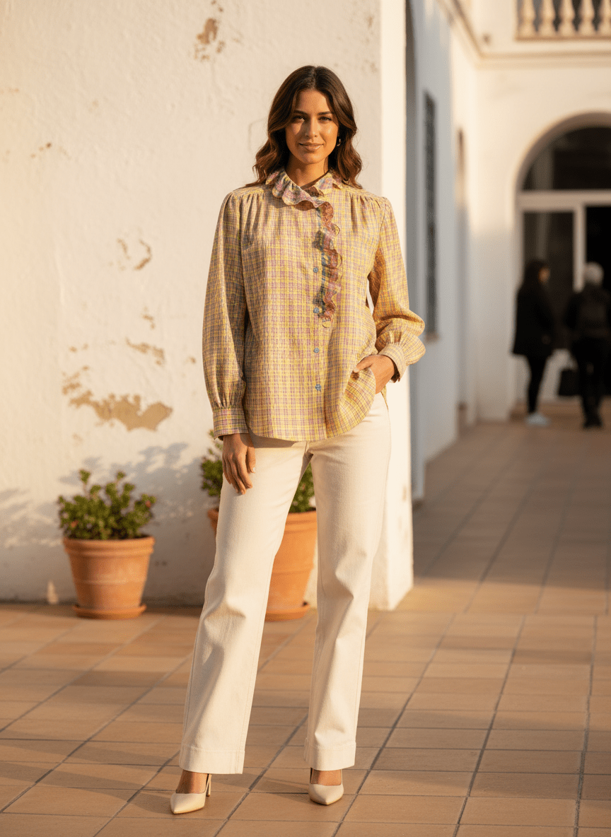 TOP ALYA CARREAUX JAUNES ET ROUGES - ADORE TOP