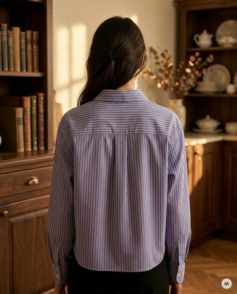 TOP ARNOLD RAYURES BLEUES - ORFEO Top — Image générée par IA