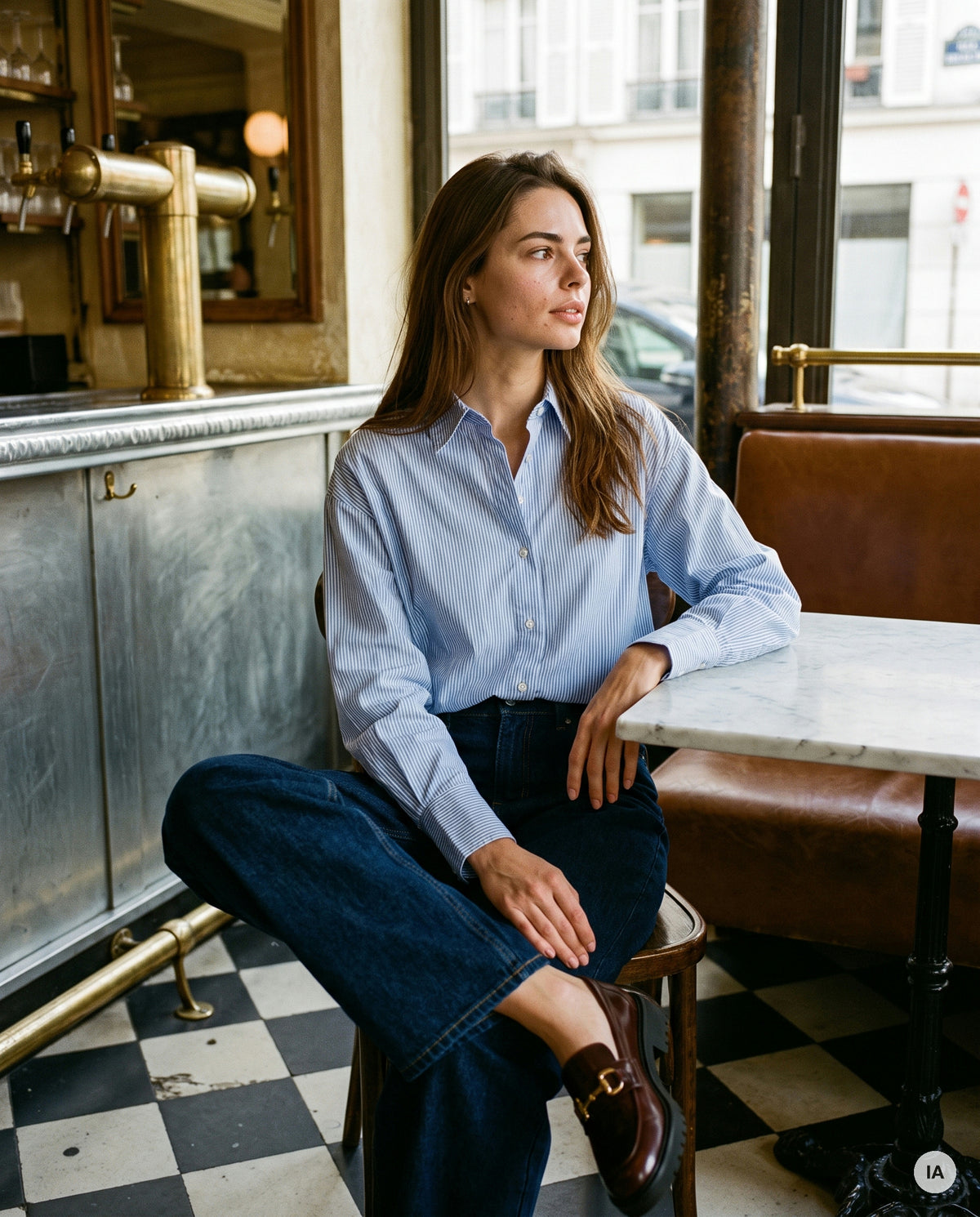 TOP DANNY RAYURES BLEUES - ORFEO Top — Image générée par IA