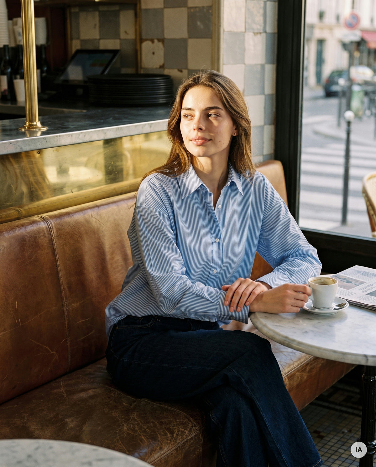 TOP DANNY RAYURES BLEUES - ORFEO Top — Image générée par IA