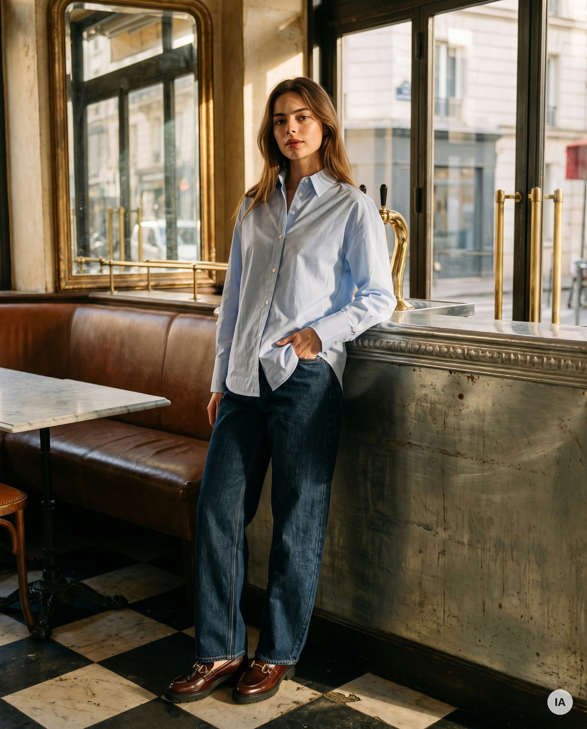 TOP DANNY RAYURES BLEUES - ORFEO Top — Image générée par IA