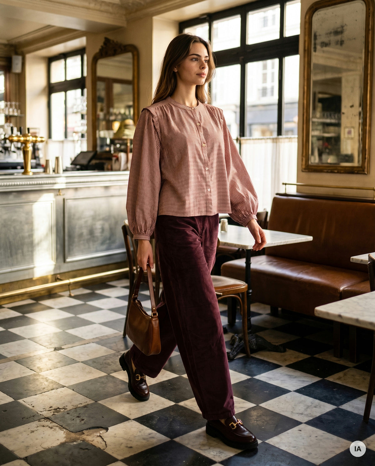 TOP JANET CARREAUX ROSES - ORFEO Top — Image générée par IA