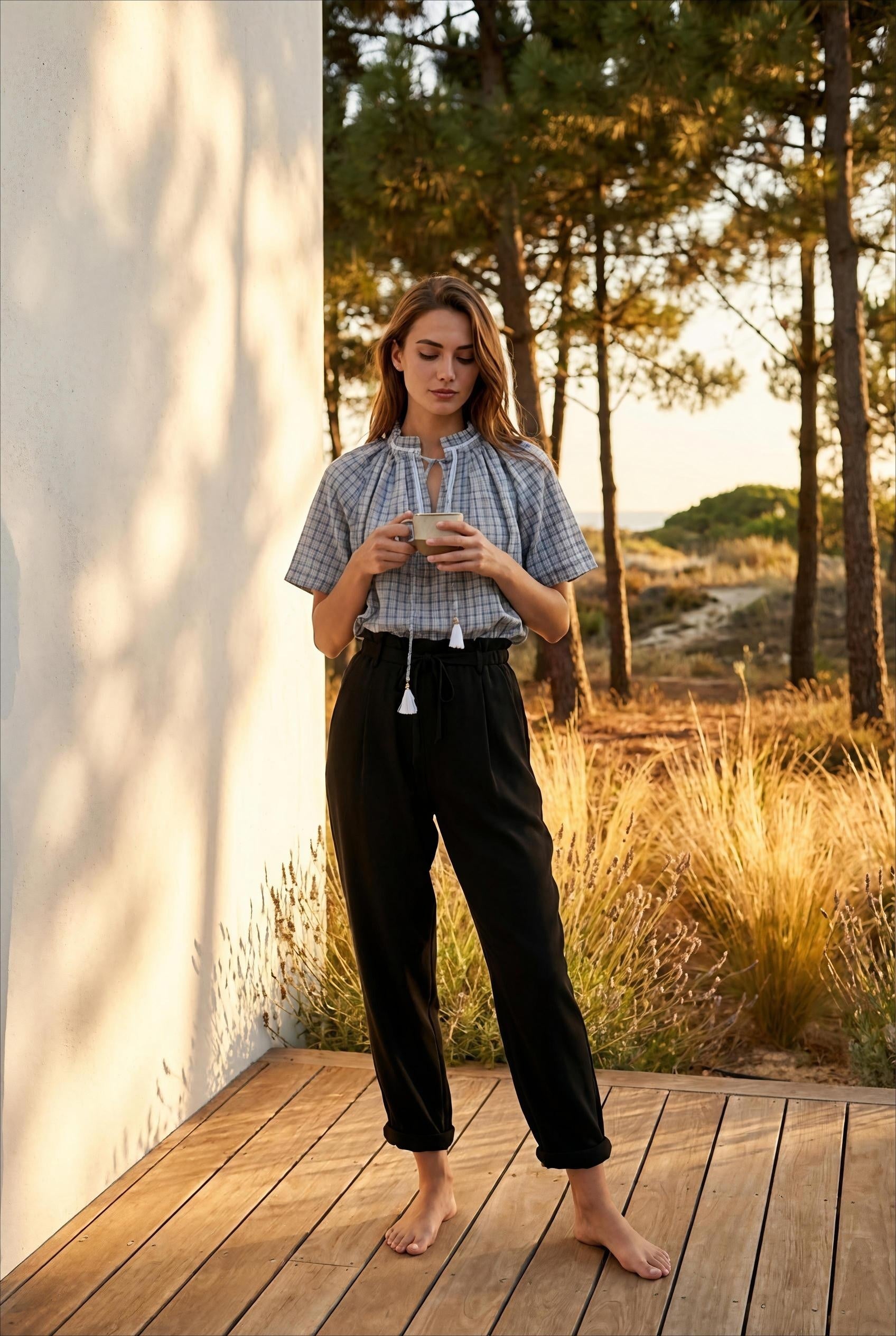 TOP PALMY CHECK BLUSH - RUE MAZARINE Top