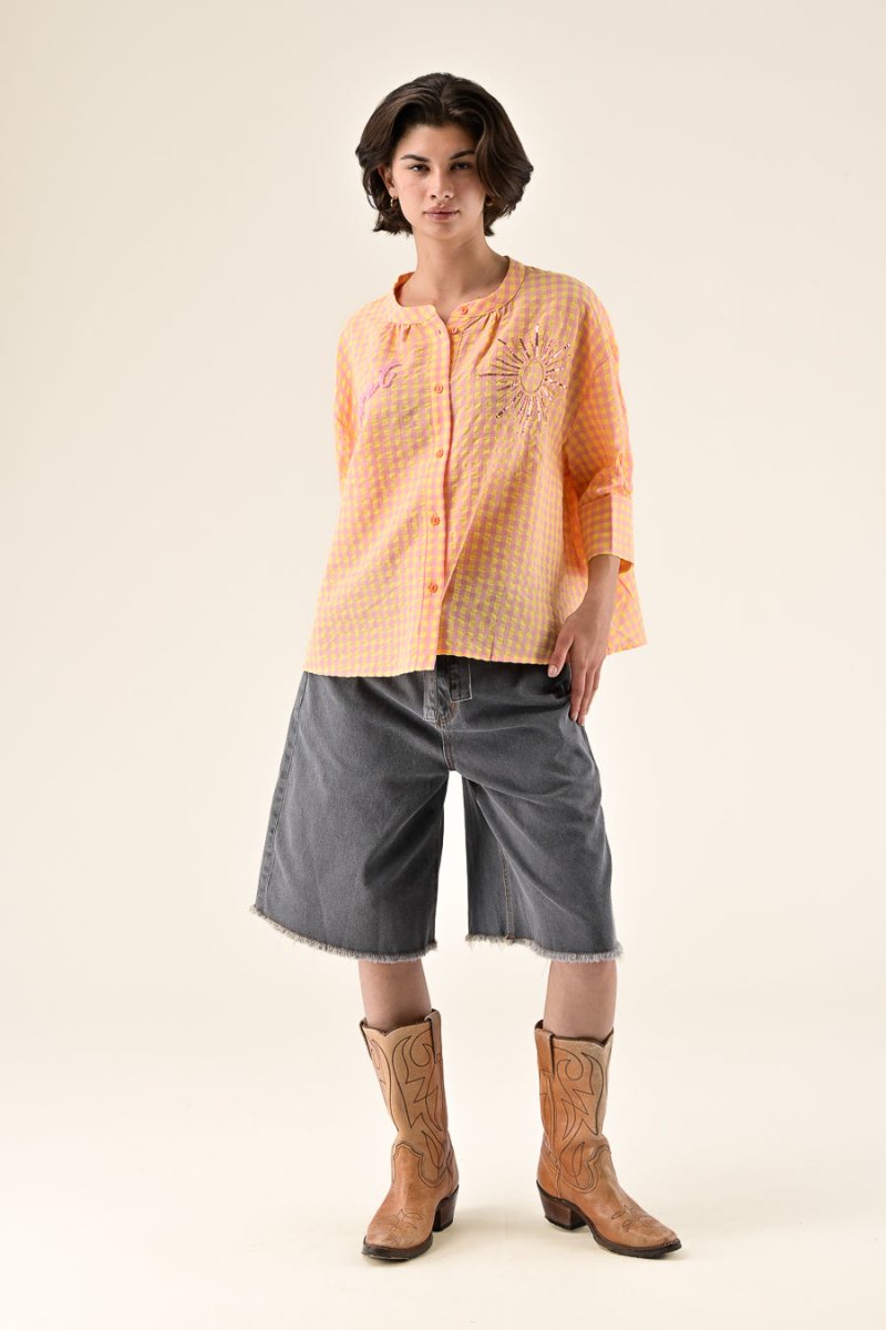 TOP SIMONE VICHY ROSE JAUNE - ORFEO TOP