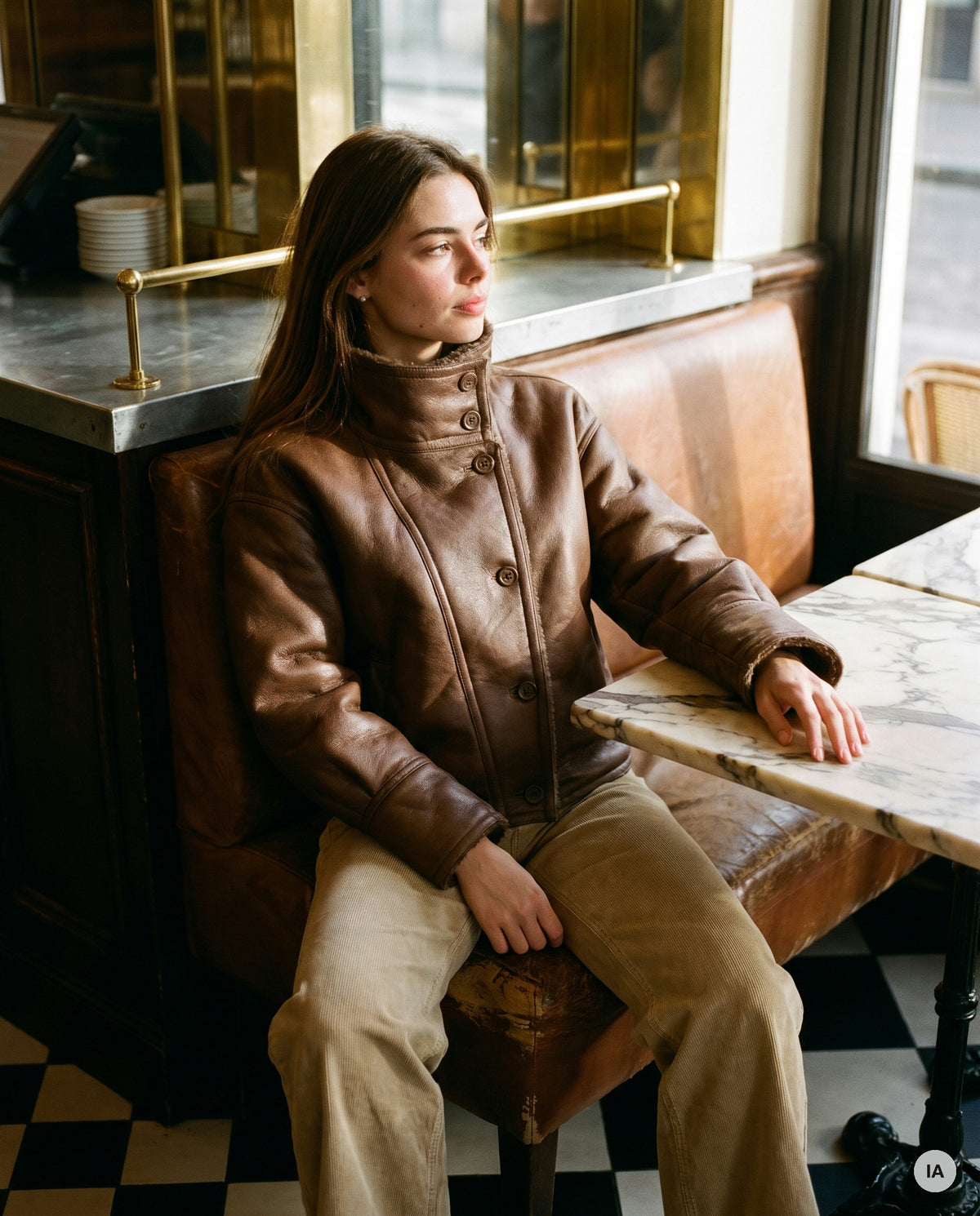 VESTE COL FAUSSE FOURRURE MAEGAN CAMEL - ORFEO Veste — Image générée par IA