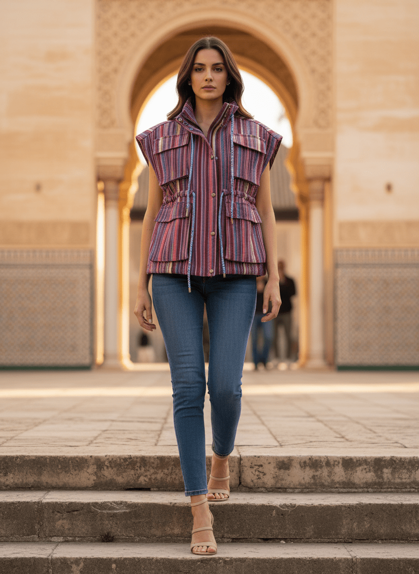 VESTE NOURIA RAYURES MULTICO - CASBAH LOVE Veste