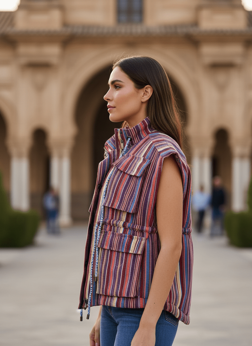 VESTE NOURIA RAYURES MULTICO - CASBAH LOVE Veste