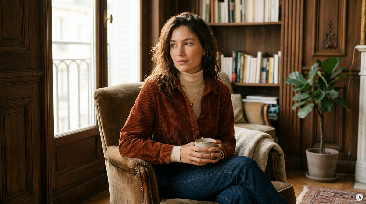 Tops et blouses en velours côtelé : les pièces à shopper pour sublimer vos superpositions d'automne — Image générée par IA