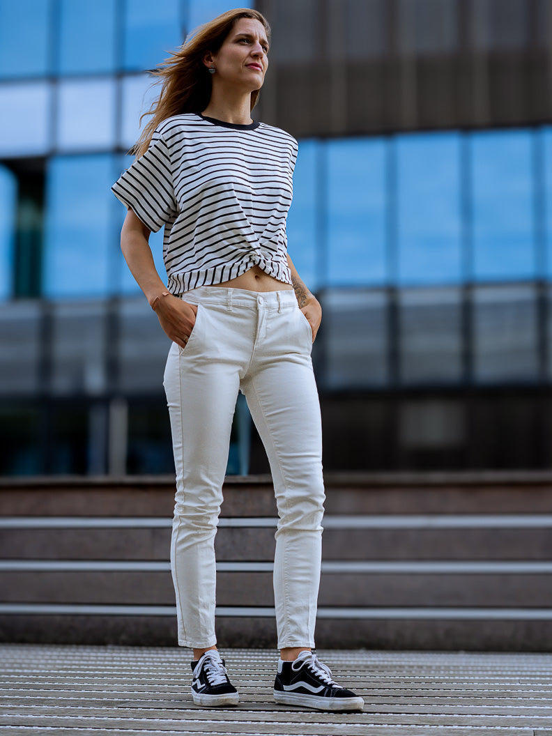 Pantalon French : chino slim stretch (Made in Europe) ECRU - LOOKUP PANTALON