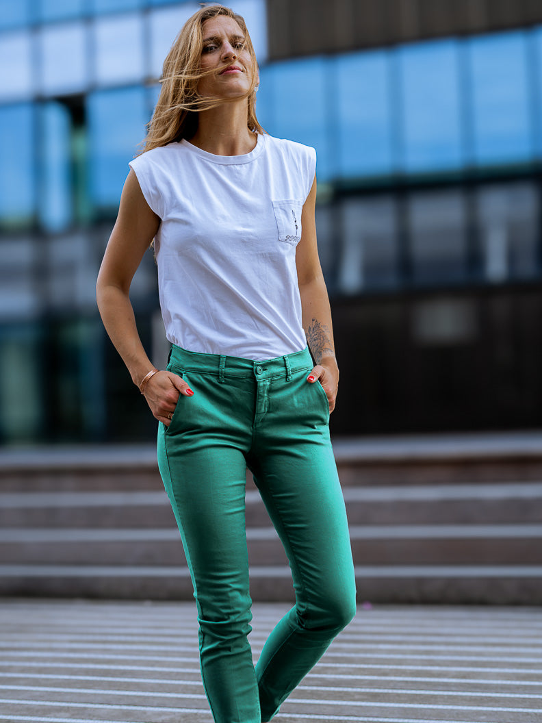 Pantalon French : chino slim stretch (Made in Europe) BOTTLE - LOOKUP PANTALON