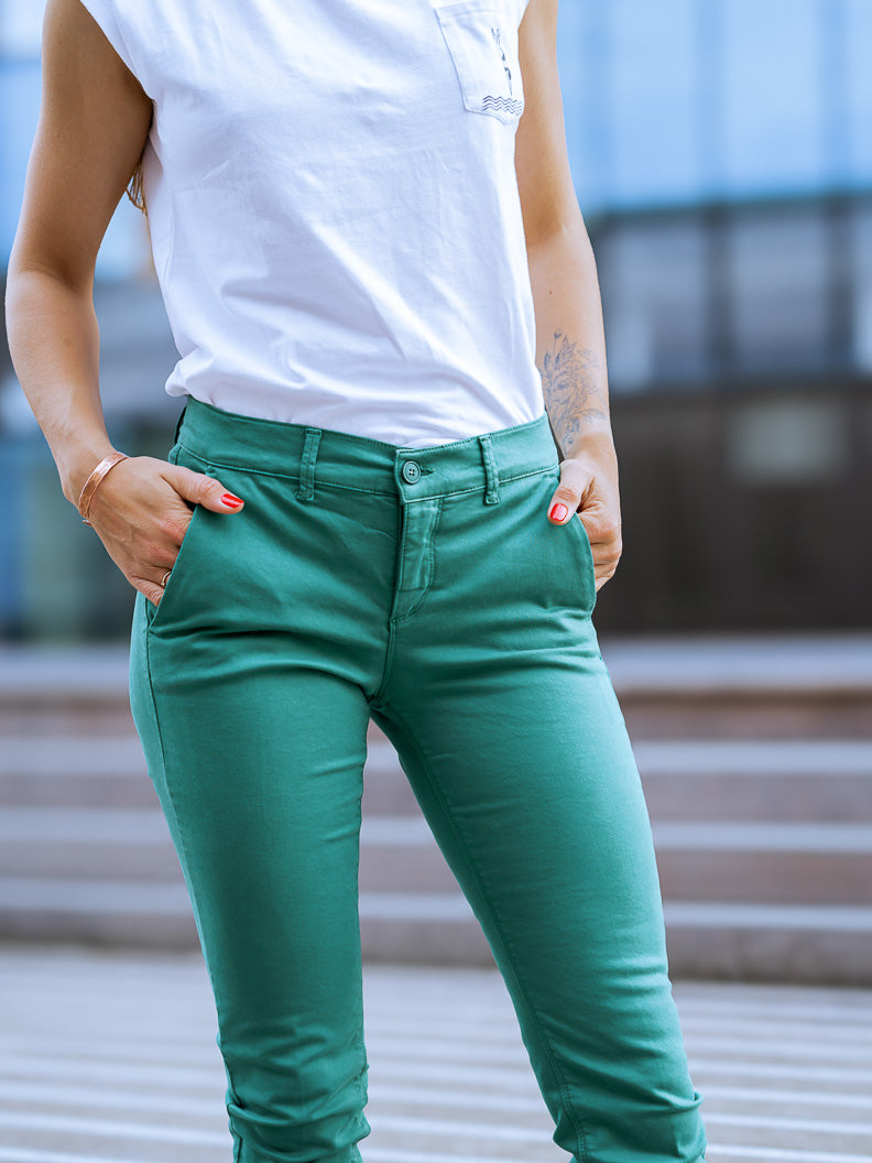 Pantalon French : chino slim stretch (Made in Europe) BOTTLE - LOOKUP PANTALON