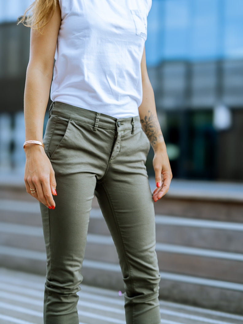 Pantalon French : chino slim stretch (Made in Europe) KAKI - LOOKUP PANTALON