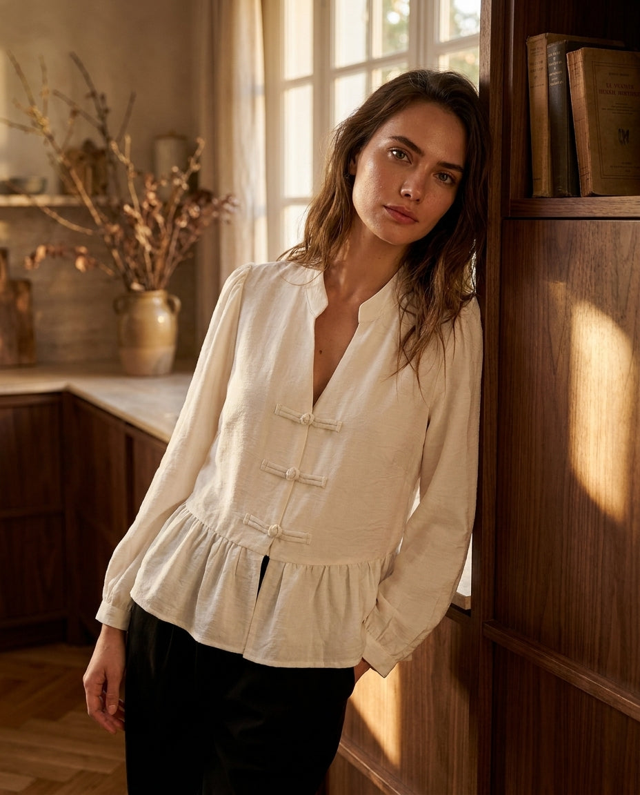 BLOUSE EMILIE BEIGE - YCOO Top