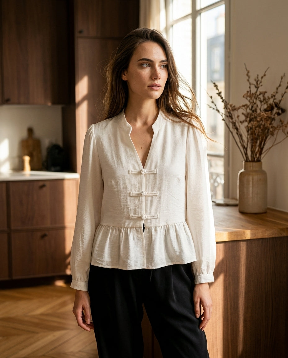 BLOUSE EMILIE BEIGE - YCOO Top