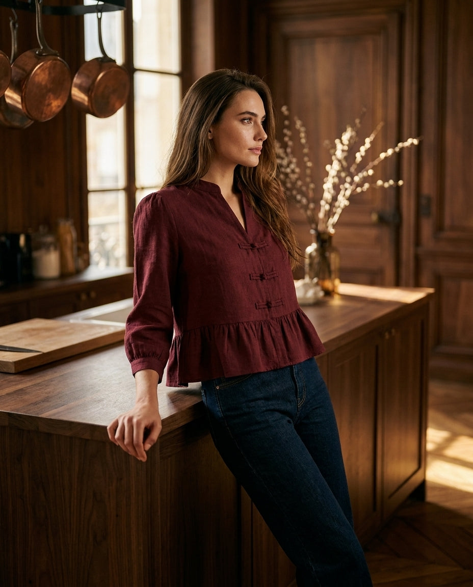 BLOUSE EMILIE BORDEAUX - YCOO Top