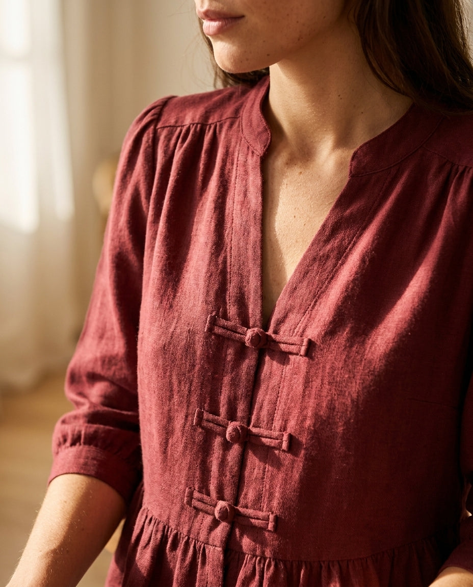 BLOUSE EMILIE BORDEAUX - YCOO Top