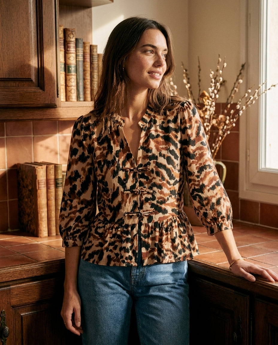 BLOUSE EMILIE CAMEL - YCOO Top