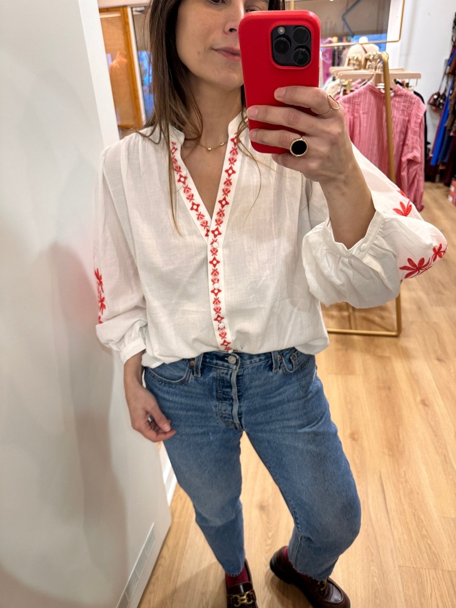 Blouse Mathilde ECRU CORAIL - YCOO Top