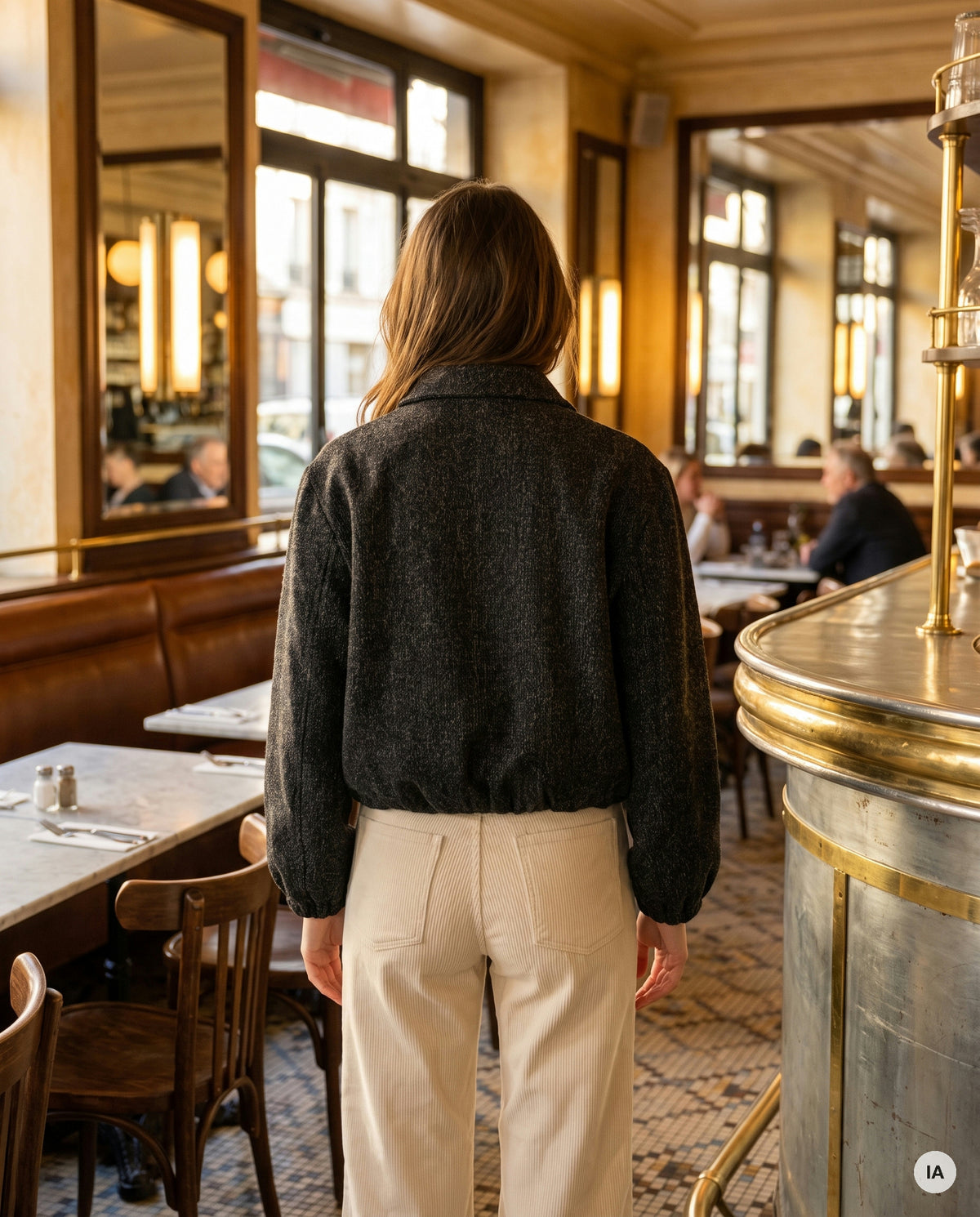 BLOUSON EN LAINE CAMPUS NOIR - MINUIT DOUZE Manteau — Image générée par IA