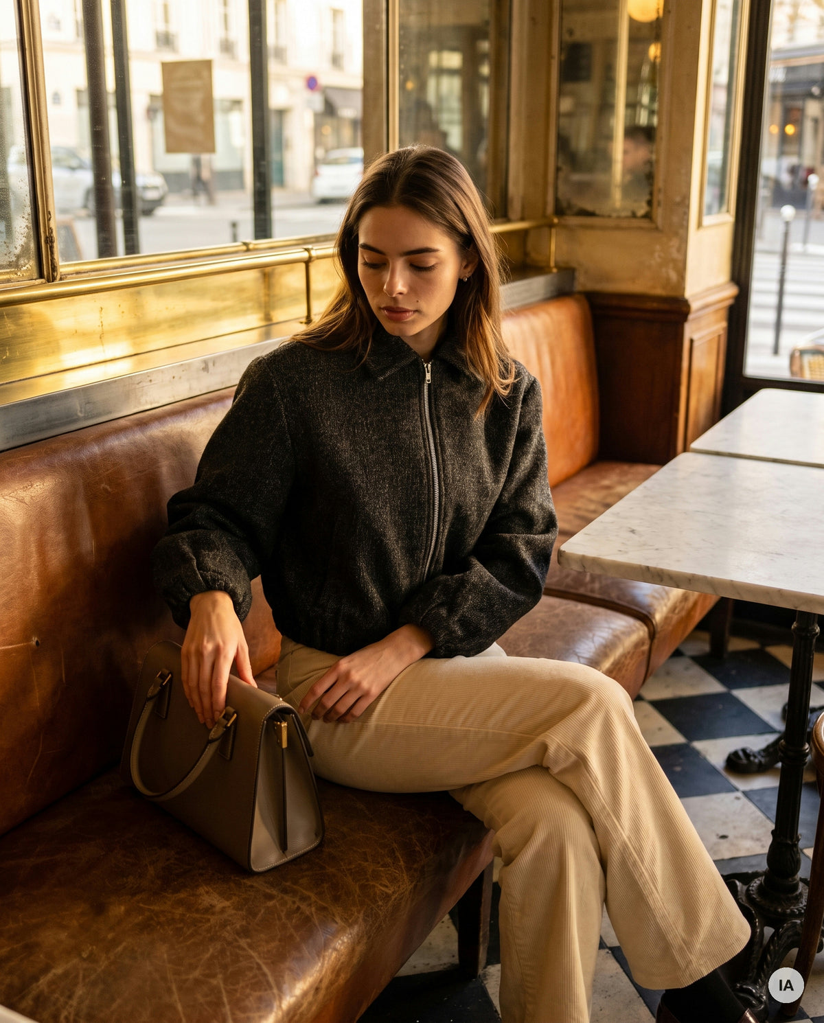 BLOUSON EN LAINE CAMPUS NOIR - MINUIT DOUZE Manteau — Image générée par IA