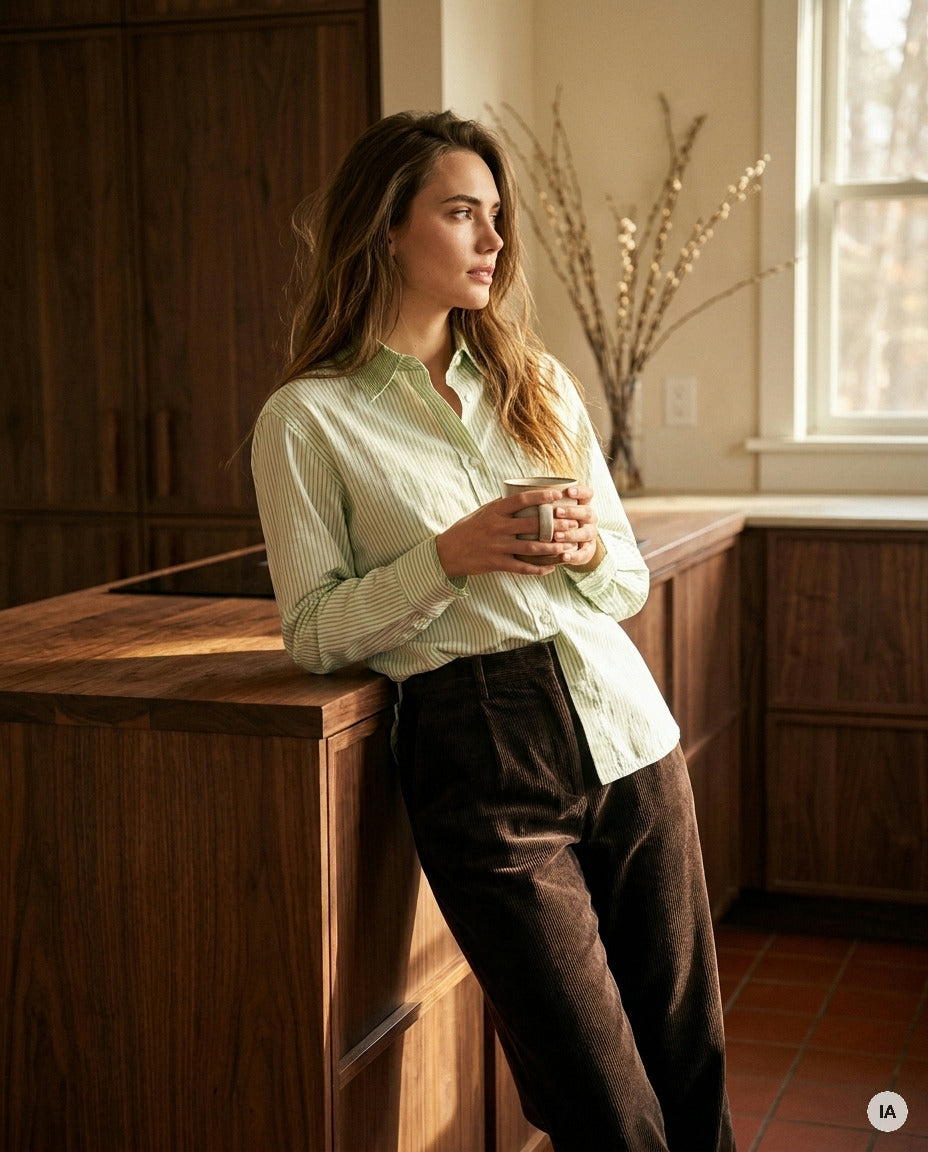 CHEMISE BOYISH RAYURES VERTES - MINUIT DOUZE Chemise — Image générée par IA
