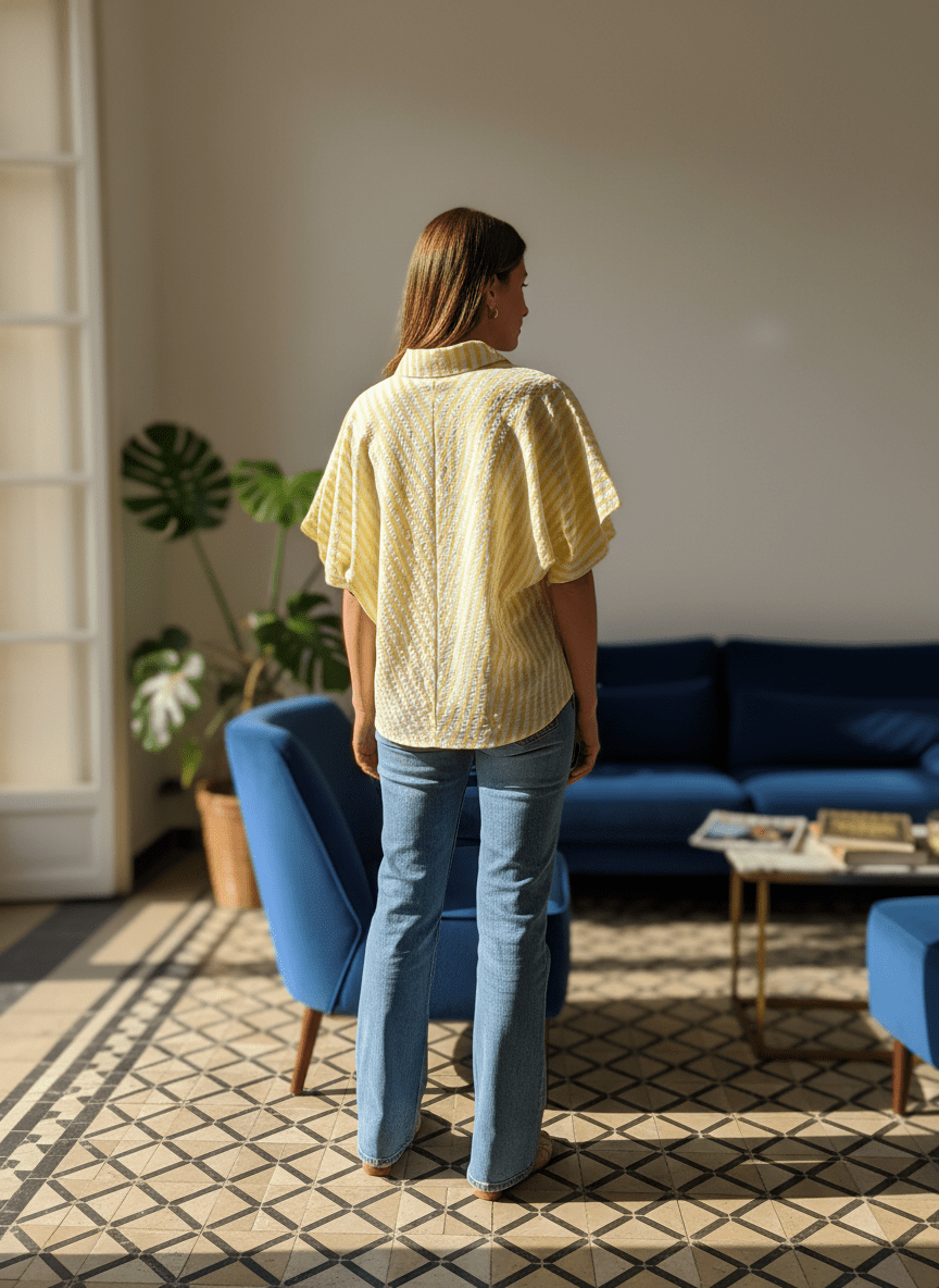 Chemise Caraïbes RAYURES JAUNES - LAUREPLUSMAX Chemise